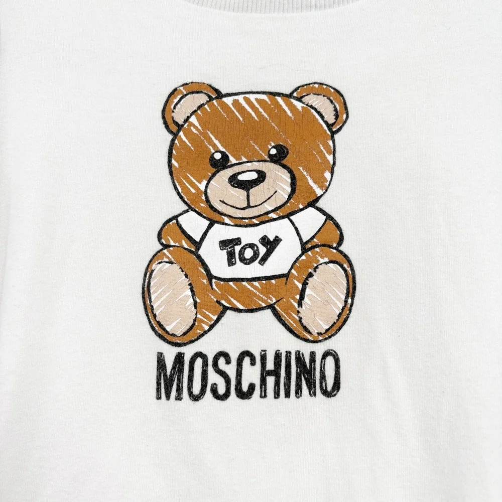 Moschino Baby Girls Toy Bear White Pink Designer Puff Sleeve‎ Dress Size 3Y
